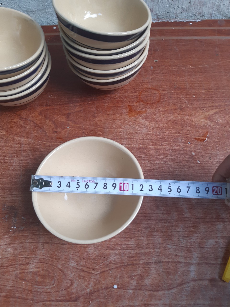 chén cơm viền xanh 10 cái ( sành thường)