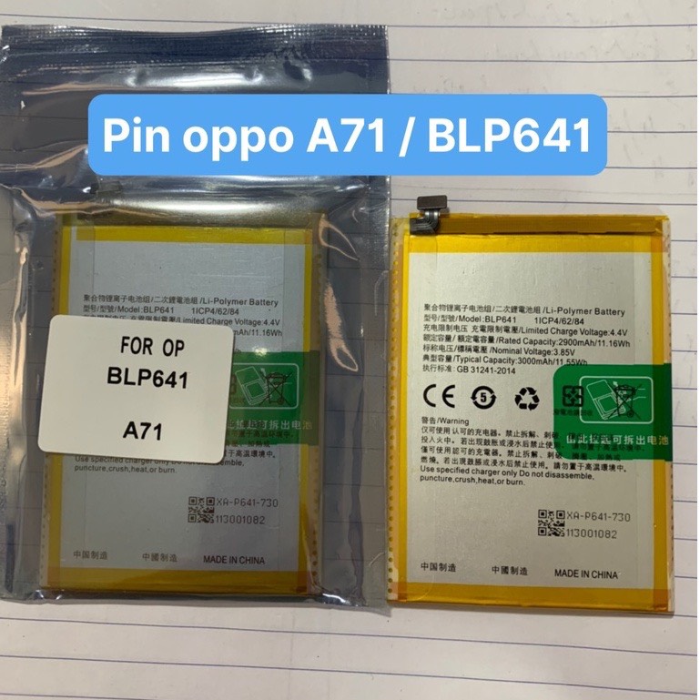 Pin oppo a71 / blp 641 / 3000mah / zin hãng - có bảo hành