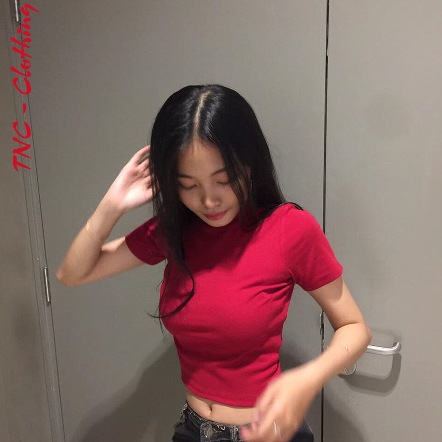 Áo crotop cổ tròn, chất cotton hàng bao đẹp