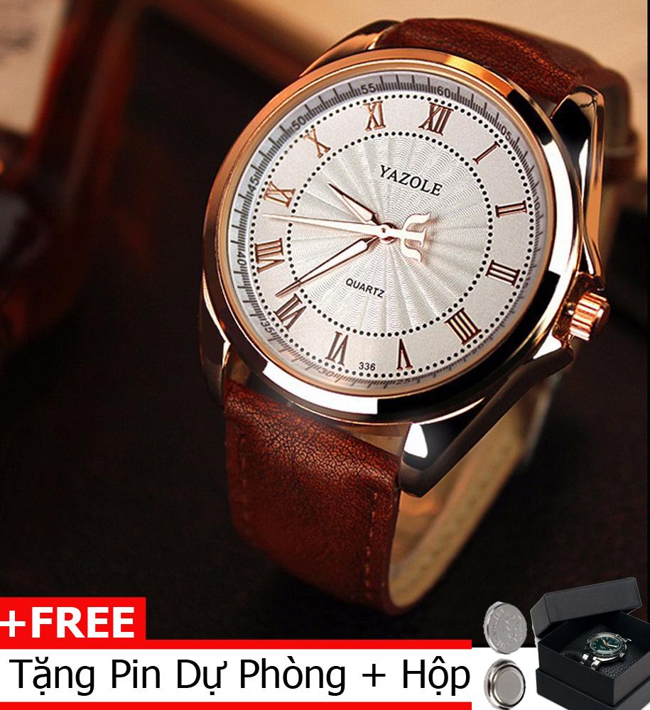 Đồng hồ nam thời trang dây da cao cấp Yazole 336