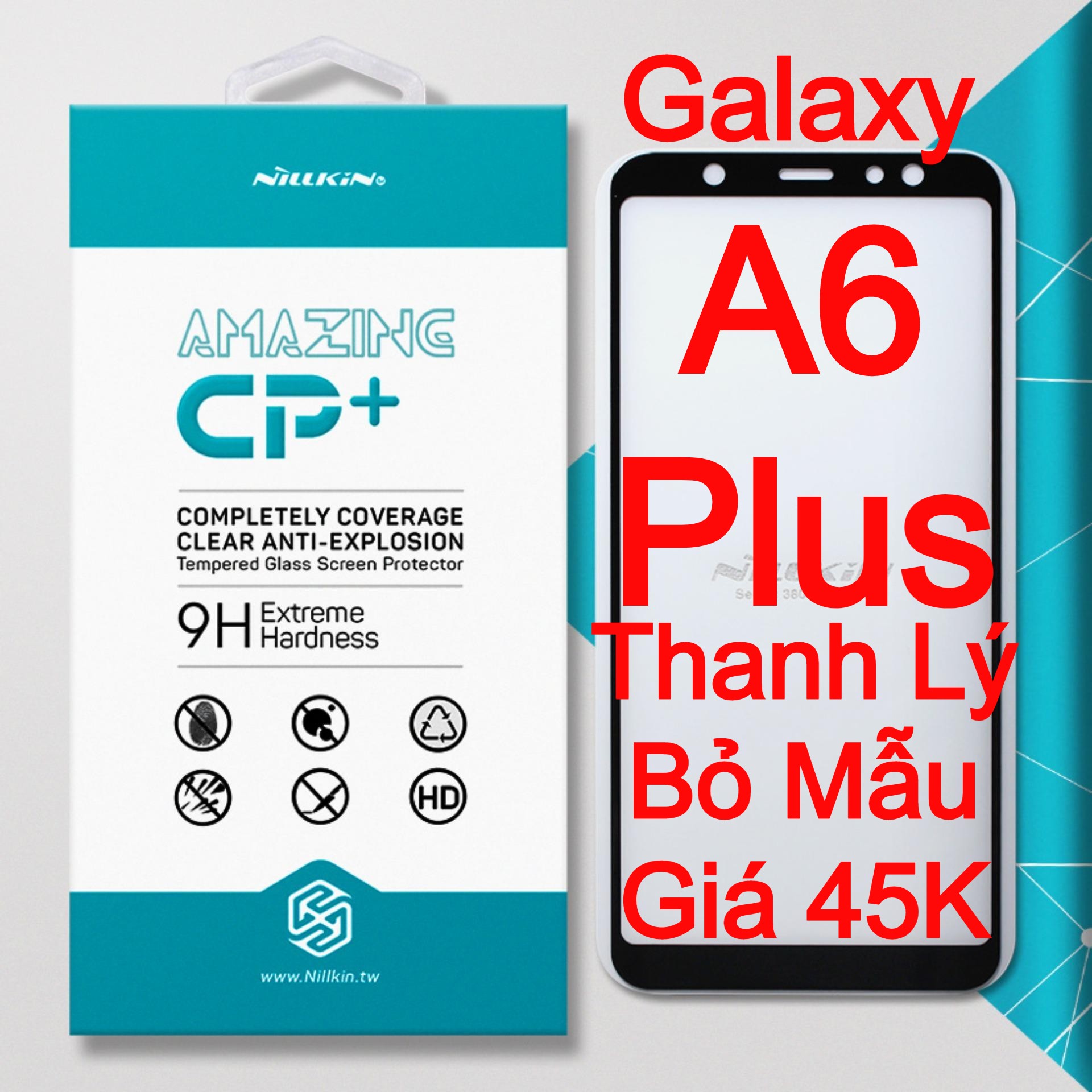 Kính cường lực Samsung Galaxy A6 Plus hiệu Nillkin.tw Full keo Full MH