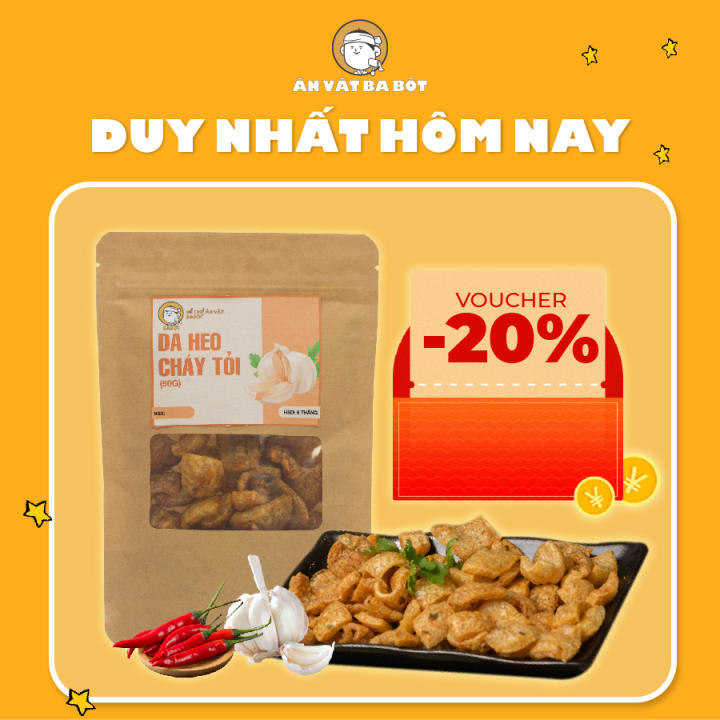 Da heo cháy tỏi BA BỘT đồ ăn vặt luôn mới, thơm ngon đậm vị, không hôi dầu 50g – No Brand – top1shop