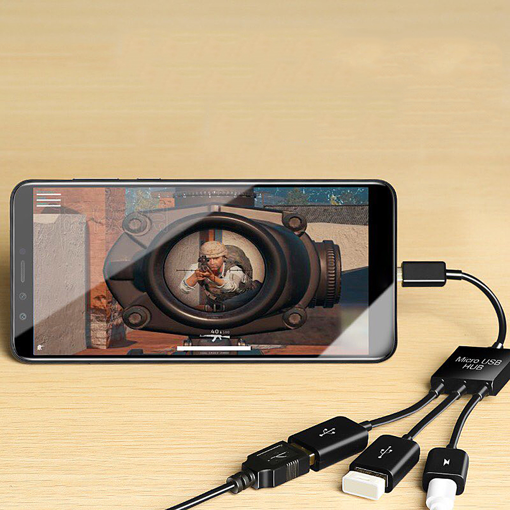 BolehDeals 3in1 Micro USB OTG Hub Host Extension Adapter Cable For Android Phone Tablet - intl