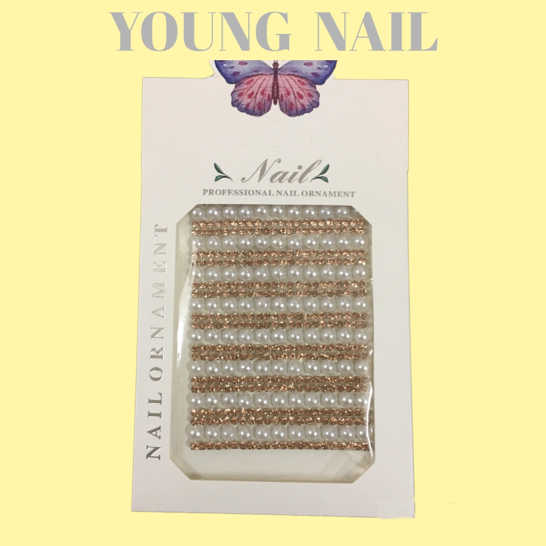 Charm dây chữ viền đá gắn móng tay