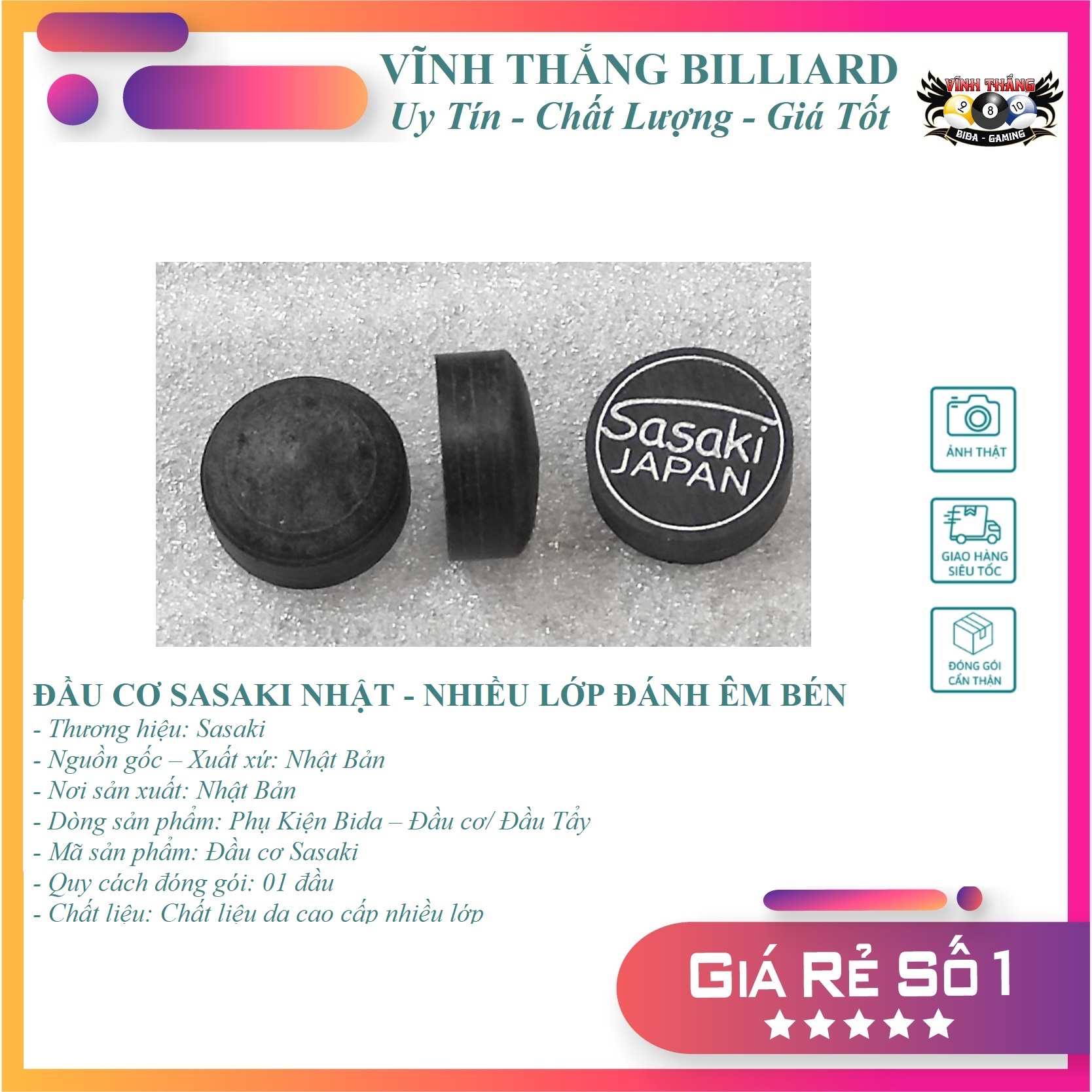Đầu Cơ/Đầu Tẩy Cơ Bida Sasaki - Japan - Cứng Bén