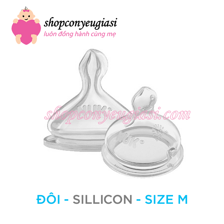 [HCM]Núm Ty NUK Silicone - Đôi - Cổ Rộng - 0-6m/6-18m