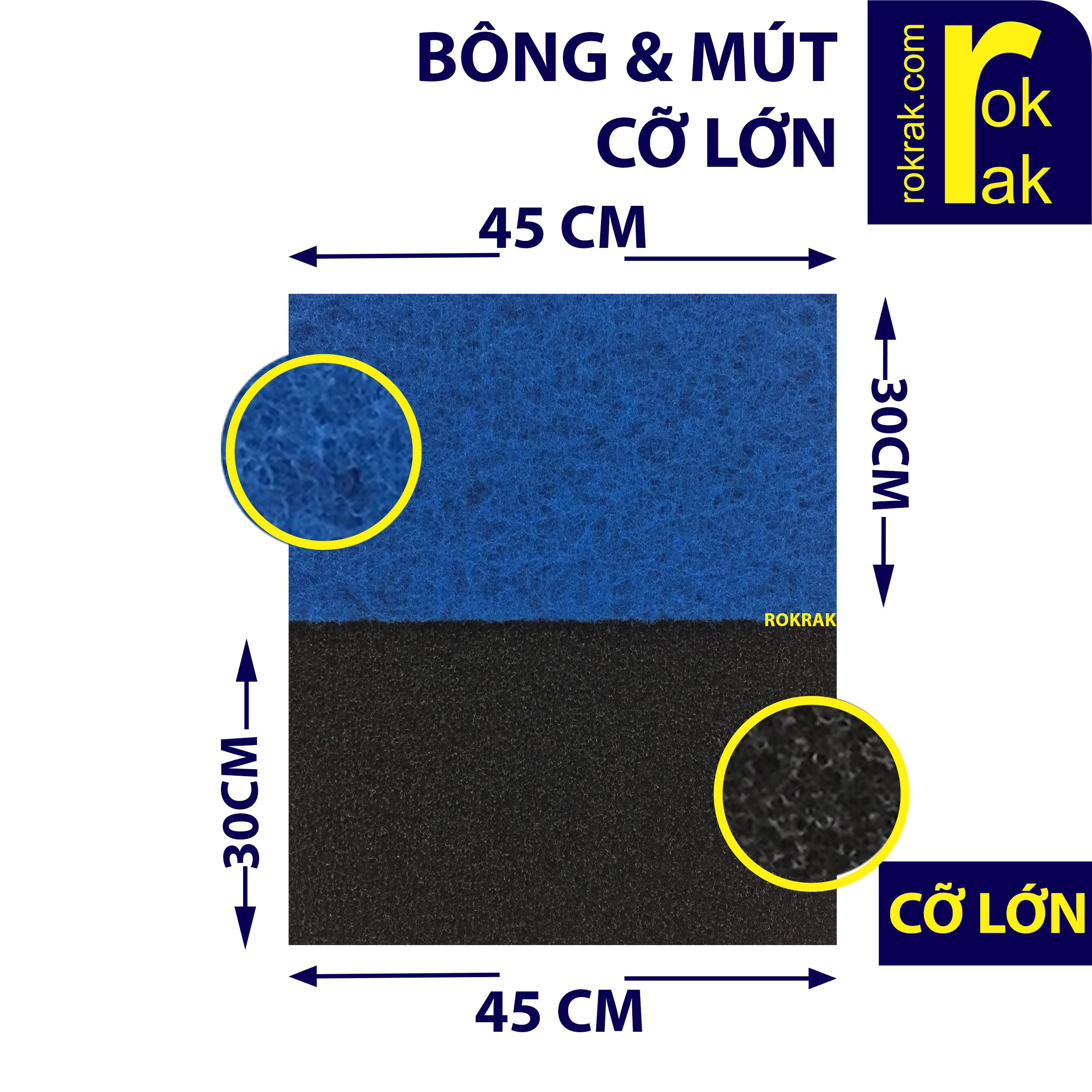 Combo Bông xanh & Mút đen Khổ Lớn Lọc hồ cá