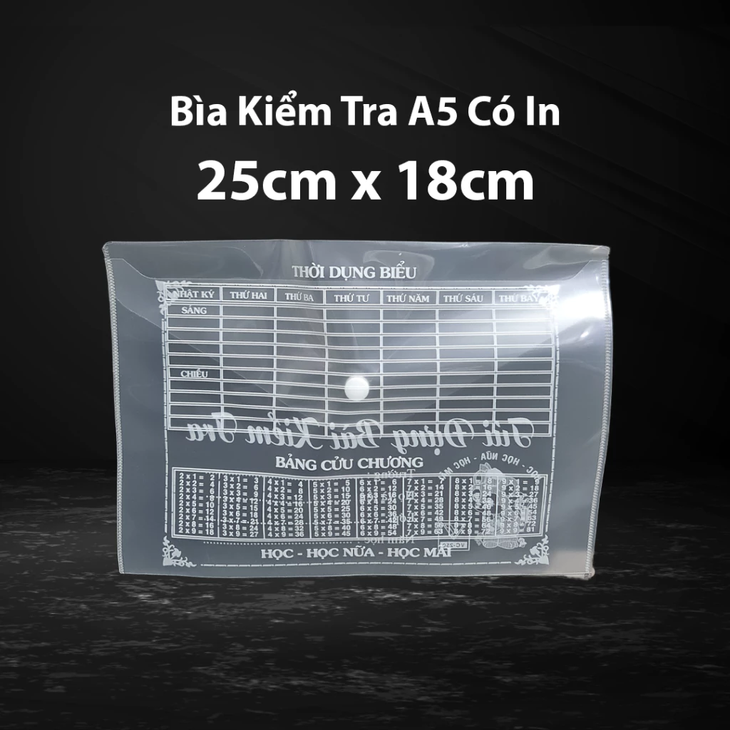 Xấp 20 Cái Bìa Nút Nhựa A5, Túi Đựng Bài Kiểm Tra, Nhựa PP Dày Có Độ Trong Suốt Cao