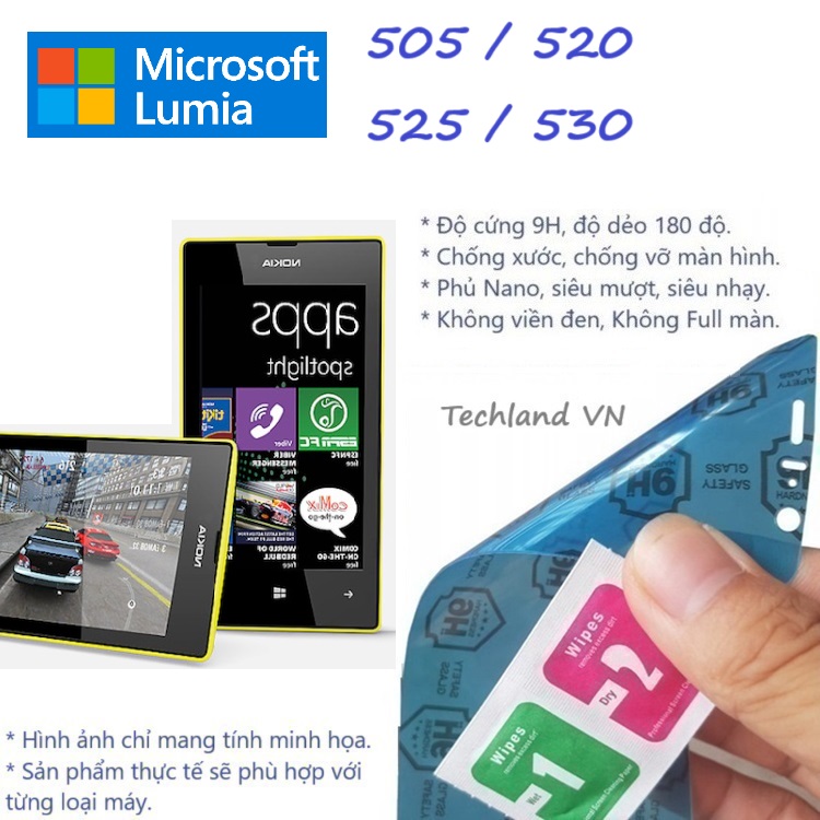Cường Lực Phủ Nano Nokia Lumia 505 / 520 / 525 / 530 - Trong Suốt, Không Full Màn, Không Viền Đen
