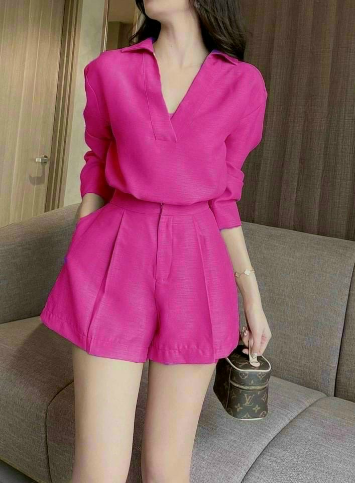 sét  đùi cổ v tay dài cực xinh