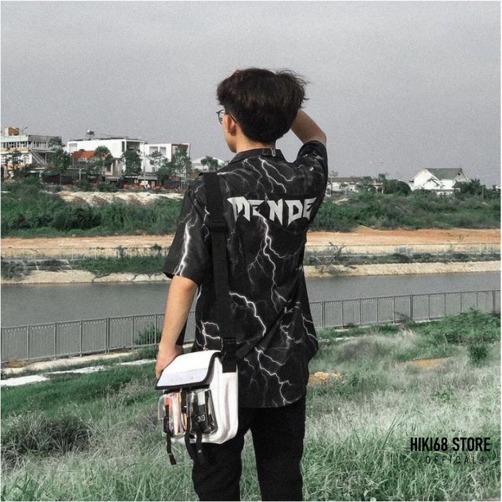 Áo Sơ Mi Tay Lửng Menden Sấm Xét Thunder Phản Quang Fulltag Lụa Mềm 100%