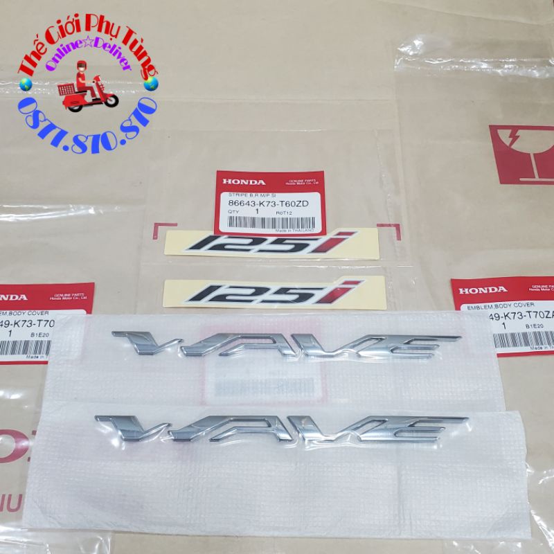 Bộ tem wave 125i trắng zin thái lan - 86643-k73-t60zd/ 86649-k73-t70za