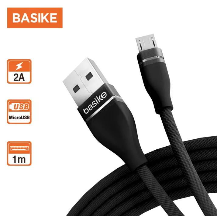 Cáp sạc micro usb cho điện thoại android samsung oppo vivo | vải hợp kim nhôm cáp sạc nhanh 1m 2.1a với truyền dữ liệu -basike