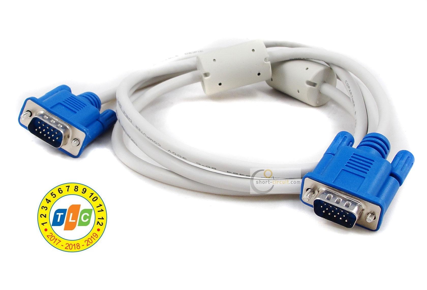 Dây Cáp Vga 1.5M Có Chống nhiễu màu trắng