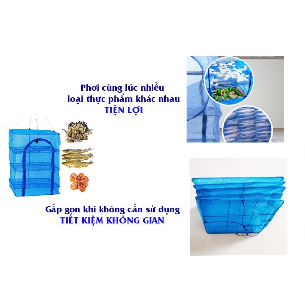 LỒNG LƯỚI PHƠI THỰC PHẨM KHÔ 4 TẦNG