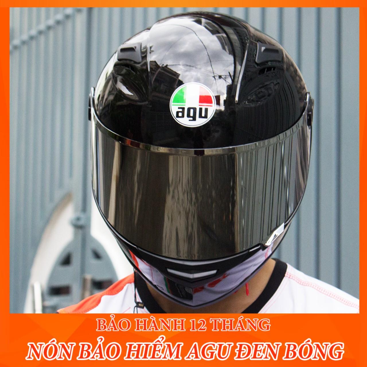 Mũ bảo hiểm Fullface AGU đen bóng limited