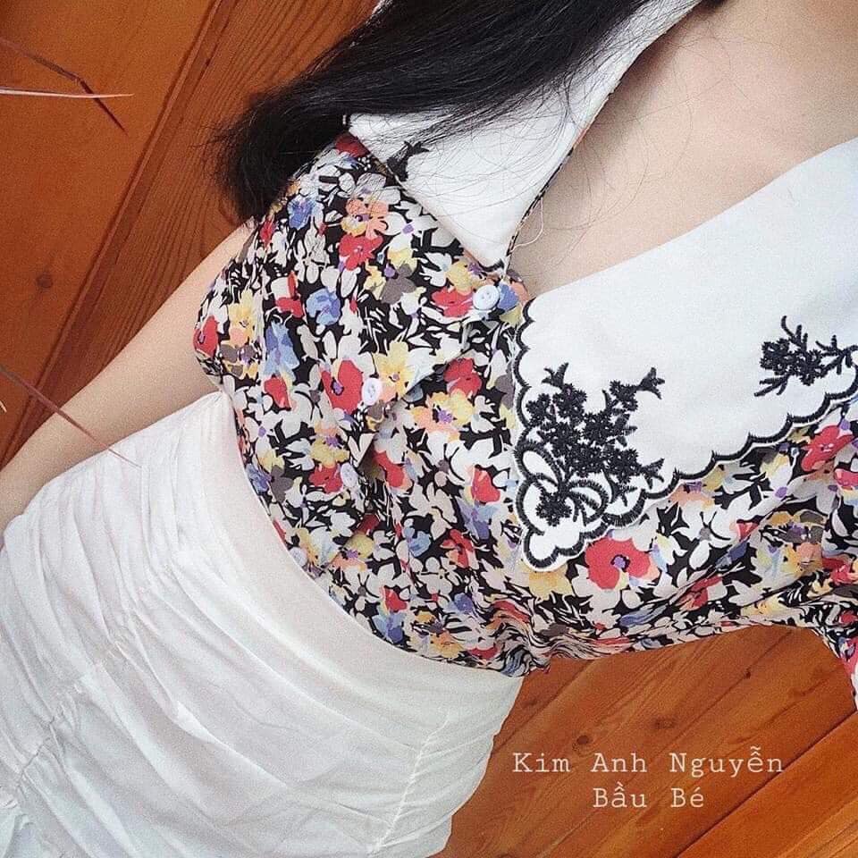 ÁO SƠ MI CỔ THÊU HOA HÀNG THIẾT KẾ