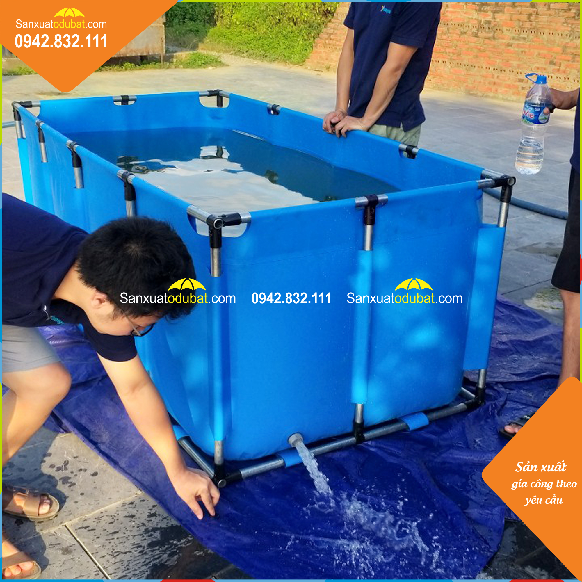 Bể bạt nuôi cá koi KT 2x1.1x0.8m