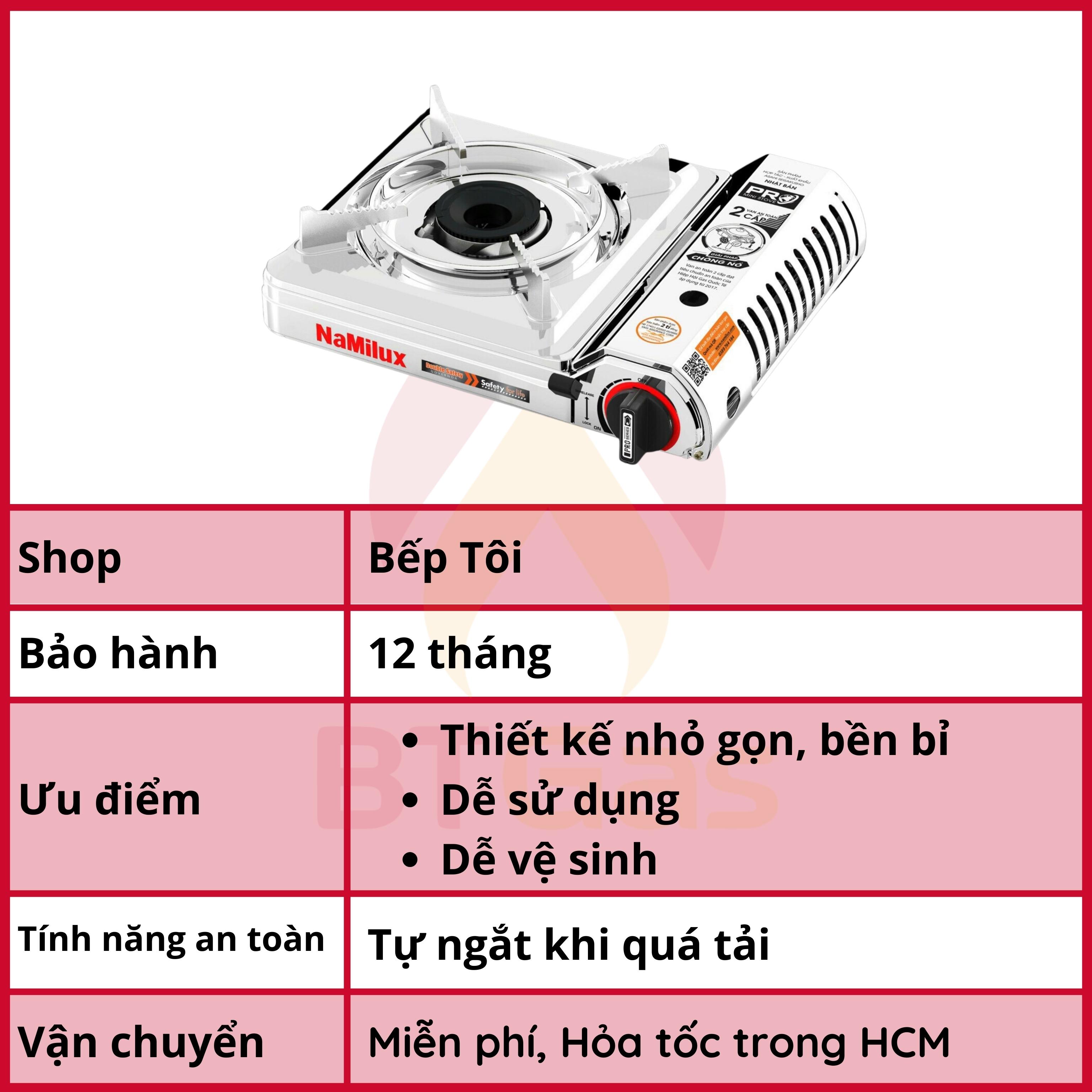 Bếp ga mini du lịch, bếp gas mini Namilux PL-Series