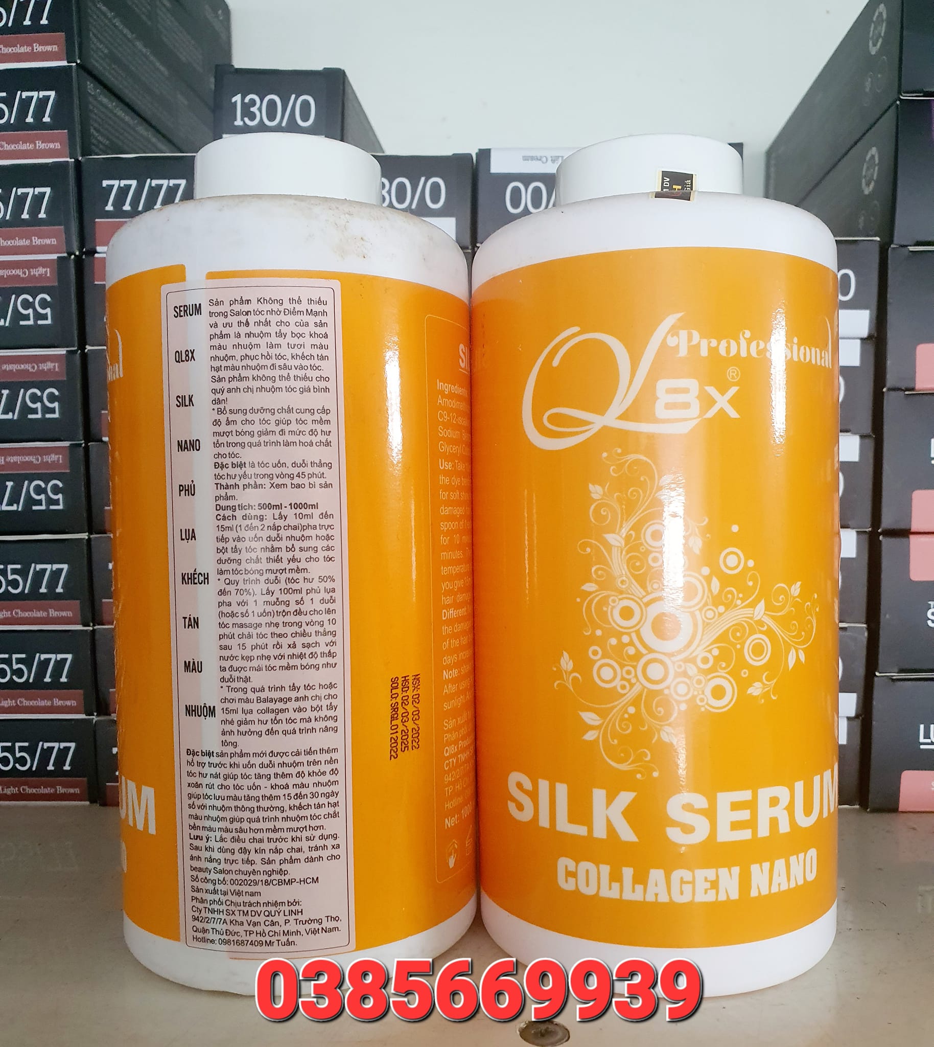 Phục hồi phủ lụa Collagen Nano Silk Serum siêu mềm mượt tóc bóngg tóc 1000ml