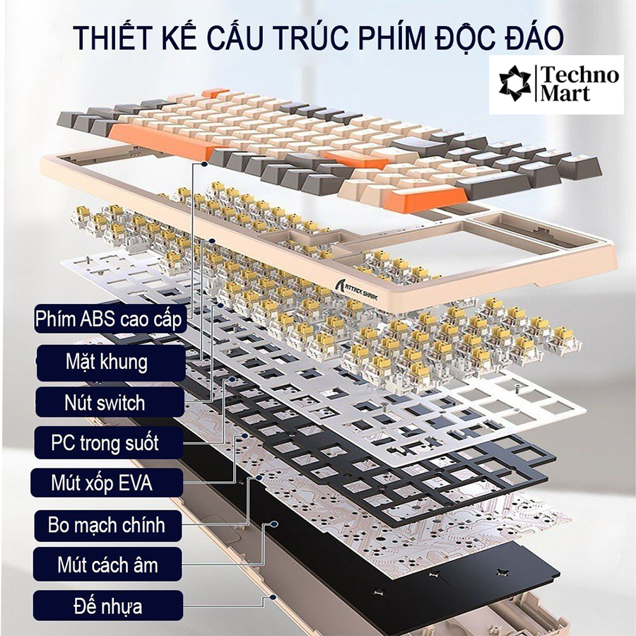 Bàn Phím Cơ Ziyou K98 SMART TECH - Bàn Phím Có Dây/ Không Dây Cao Cấp Hotswap - 3 Chế Độ Kết Nối - LED RGB Cao Cấp