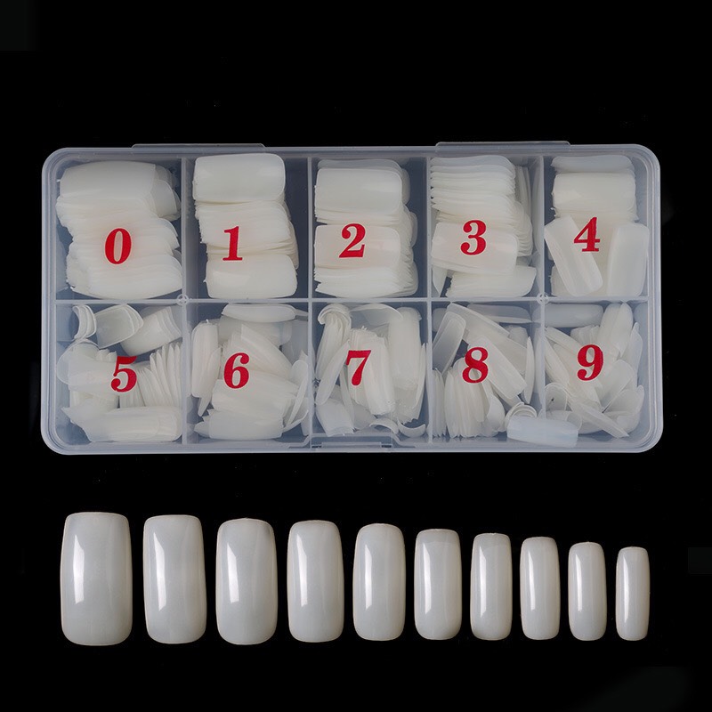 Móng úp chân dài đủ size hộp 500 móng - Đủ size - Mini Nails
