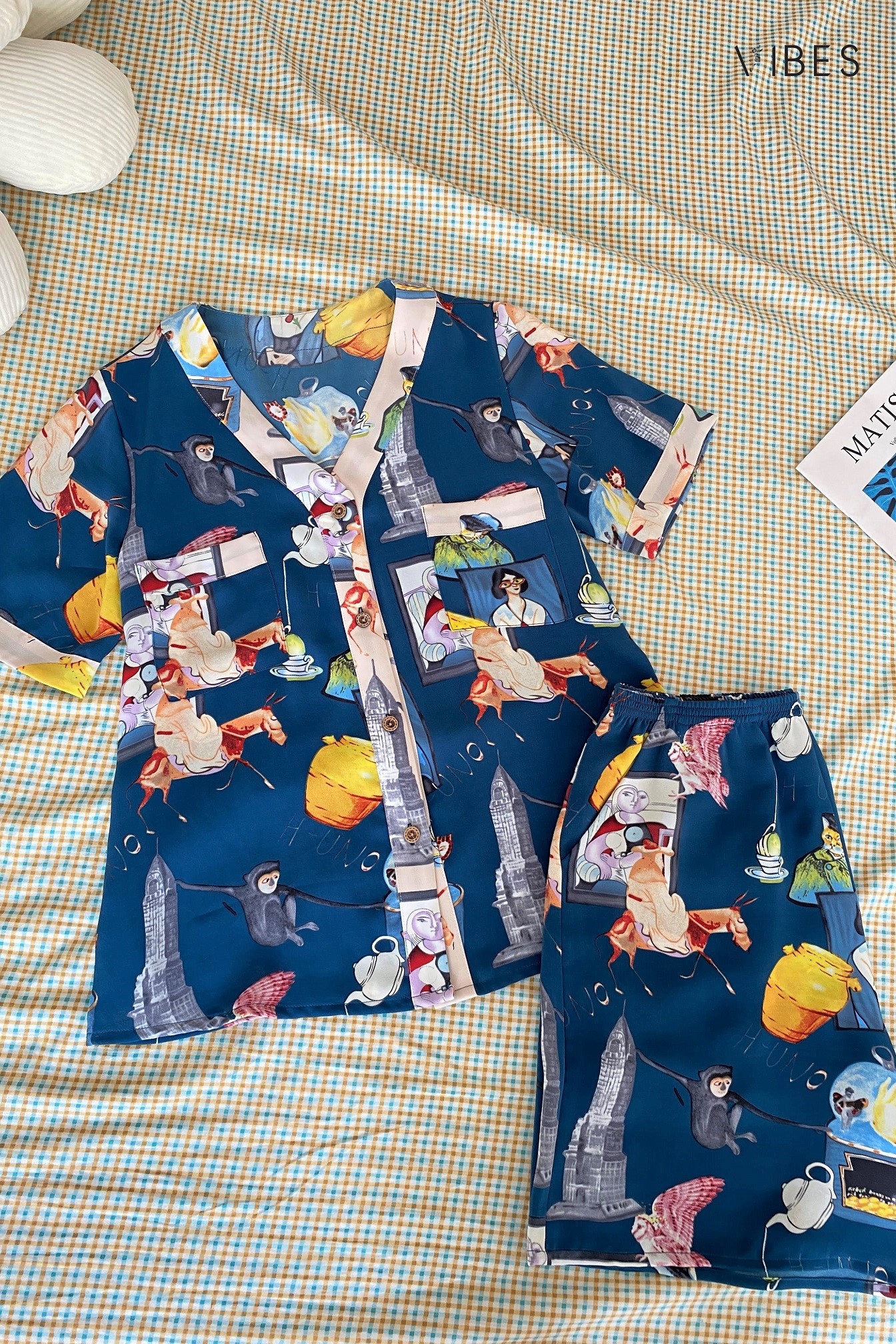 VIBES Bộ Pijama Lửng Mặc Nhà Vivian Navy Py Set