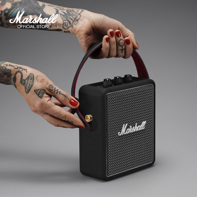 Marshall Stockwell II Portable Bluetooth Speaker, Black and Brass