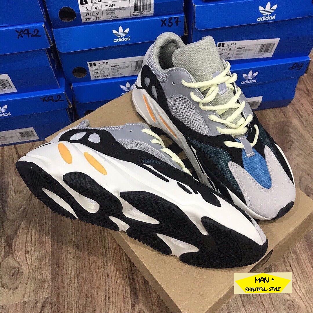 (GIÀY PHẢN QUANG BA VẠCH) sneaker YEEZY BOOST 700 xanh trắng