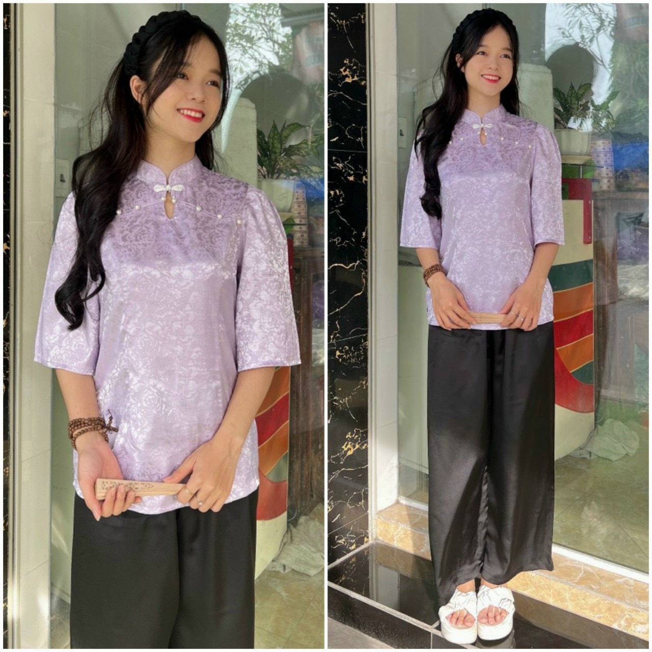 ÁO BÀ BA CÁCH TÂN GẤM GIỌT NƯỚC