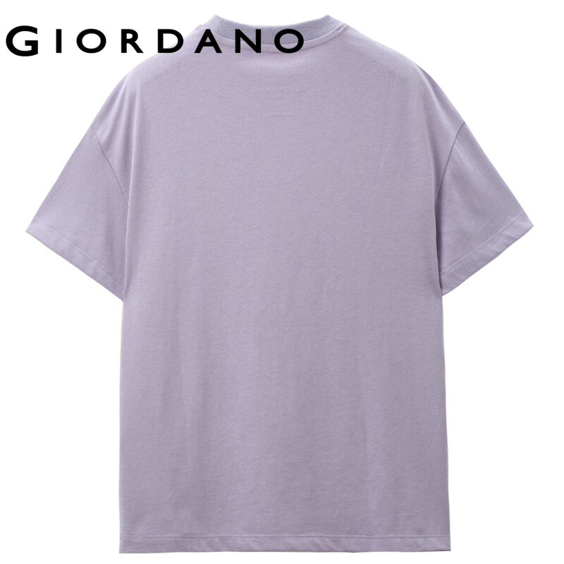 Áo thun nữ T-shirt cổ cao ngắn tay form rộng thoải mái chất 100% cotton mềm mại Giordano Free Shipping 05322396