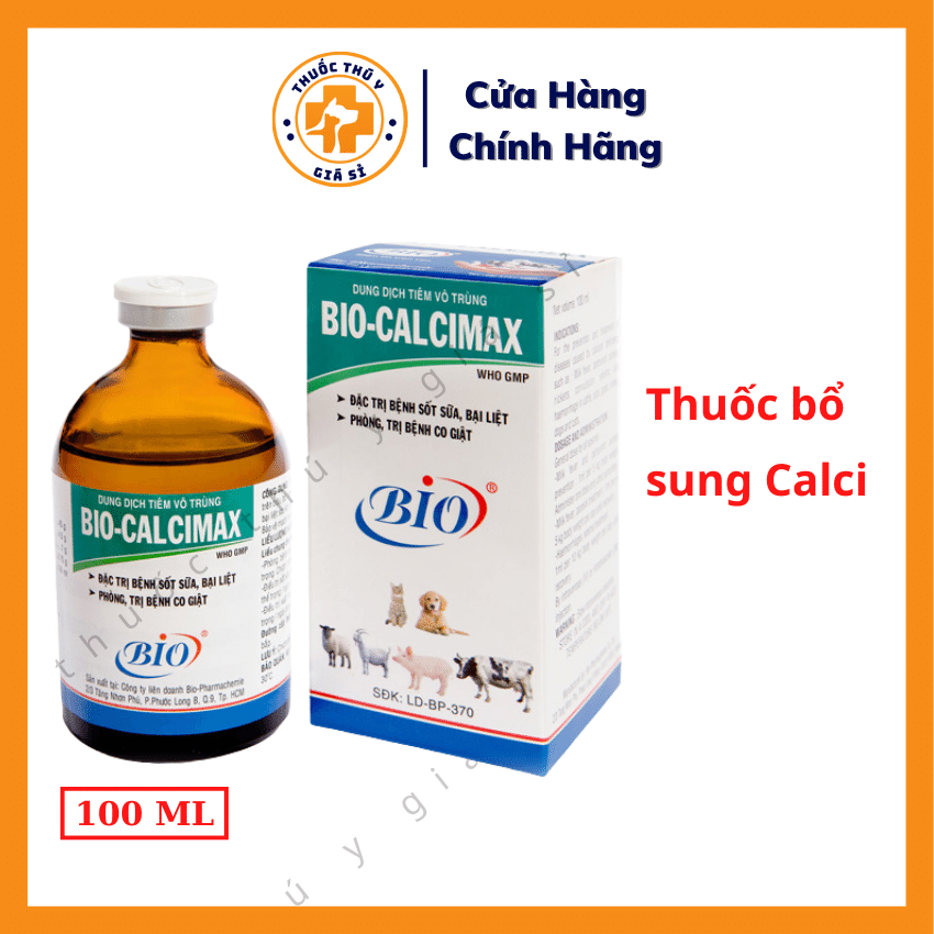 "Hoàn tiền đến 10%" Bio Calcimax 100ml - Trị Sốt Sữa, Bại Liệt, Phòng Thiếu Canxi Trên Chó Mèo, Heo, Bò - Thú Y Giá Sỉ