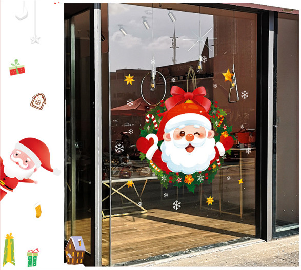 Decal trang trí Noel - Vòng nguyệt quế ông già Noel