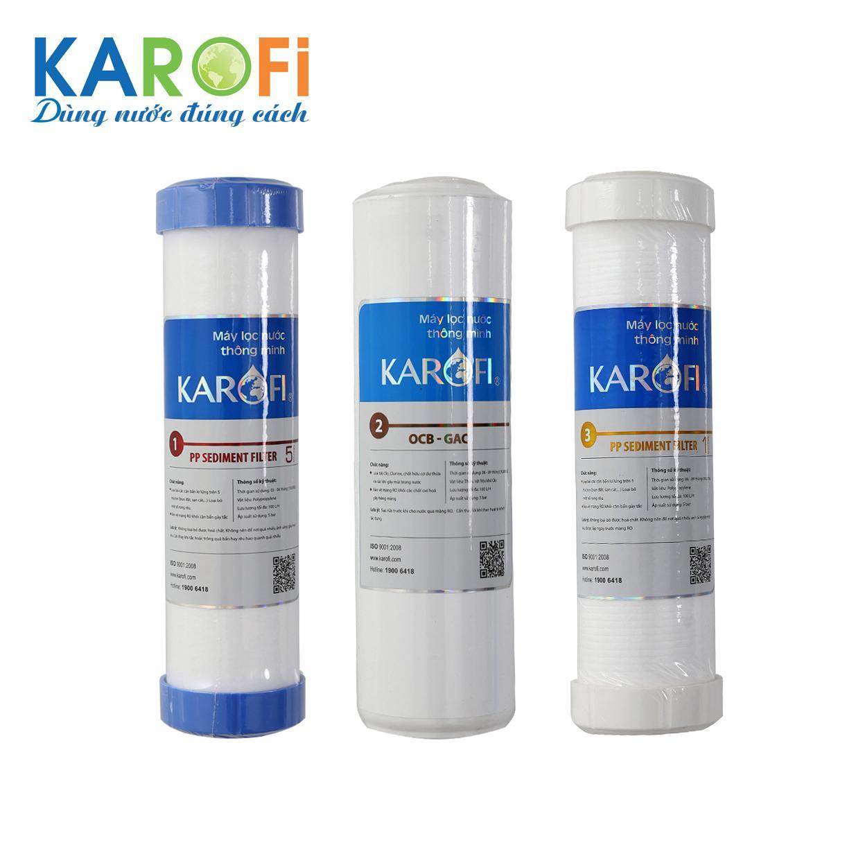 Bộ 3 Lõi Lọc Nước Karofi 123 Chính Hãng