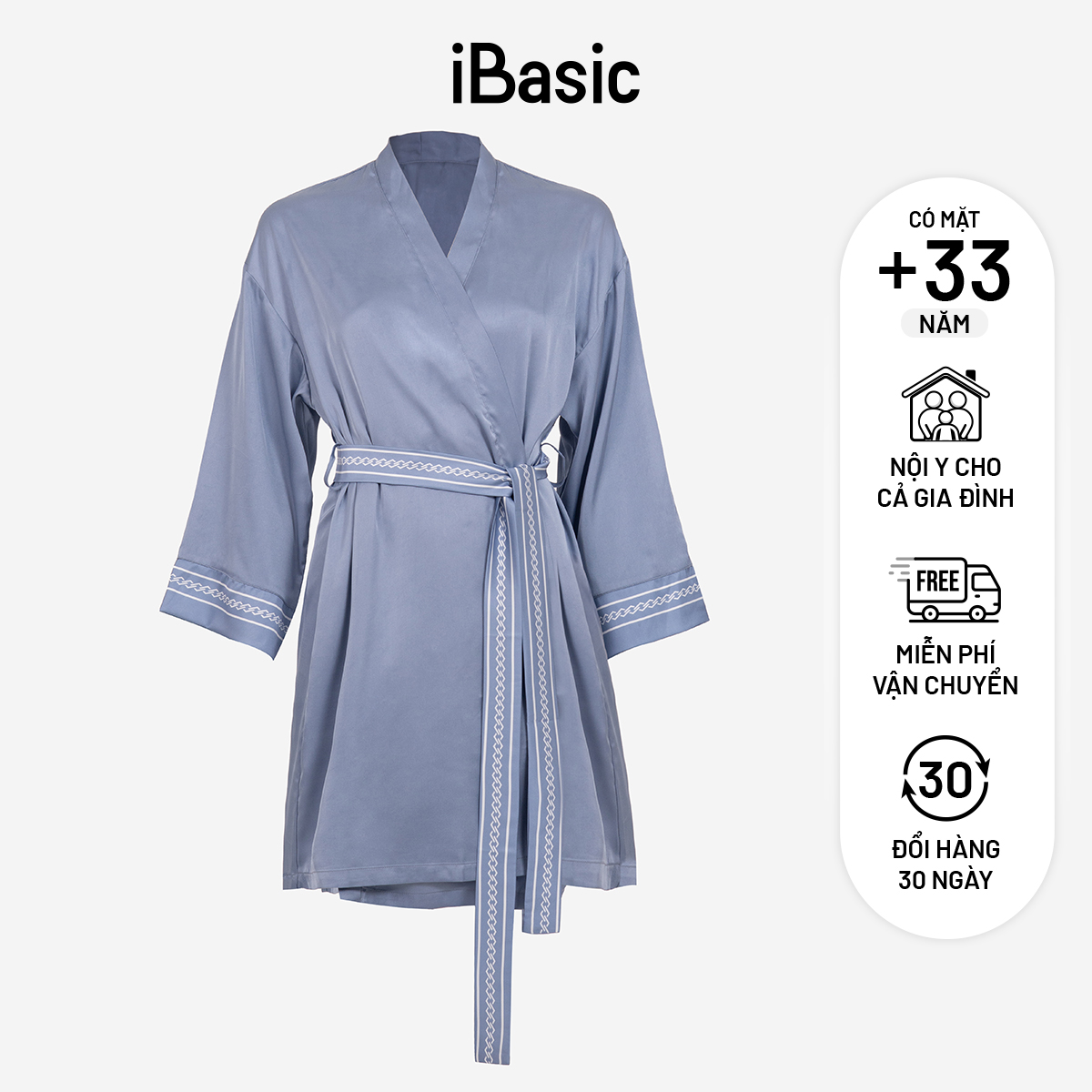Áo choàng kimono iBasic lụa satin SW055