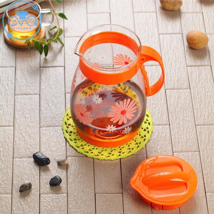 [HCM]Bình nước thủy tinh 1.5 Lít In Hoa