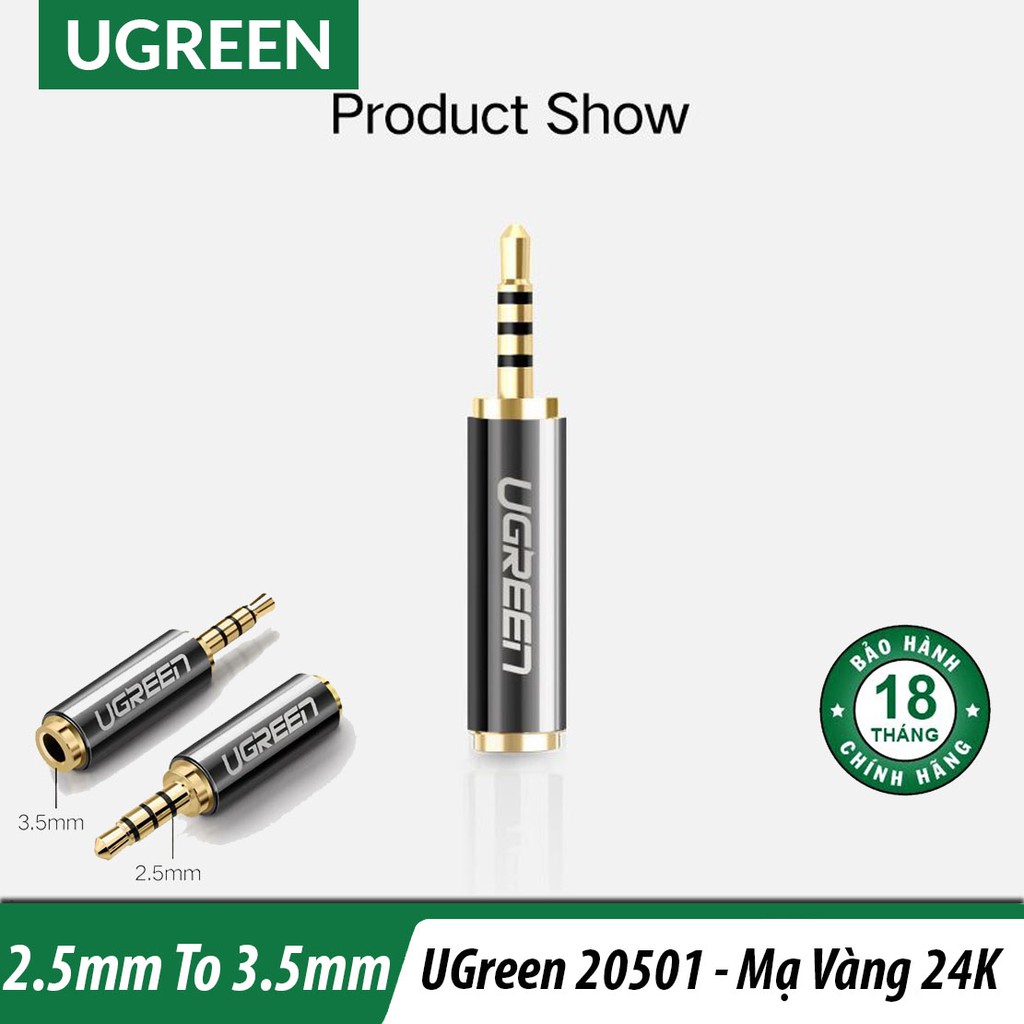Giắc chuyển Audio 2.5mm sang 3.5mm Ugreen 20501 - Hàng chính hãng