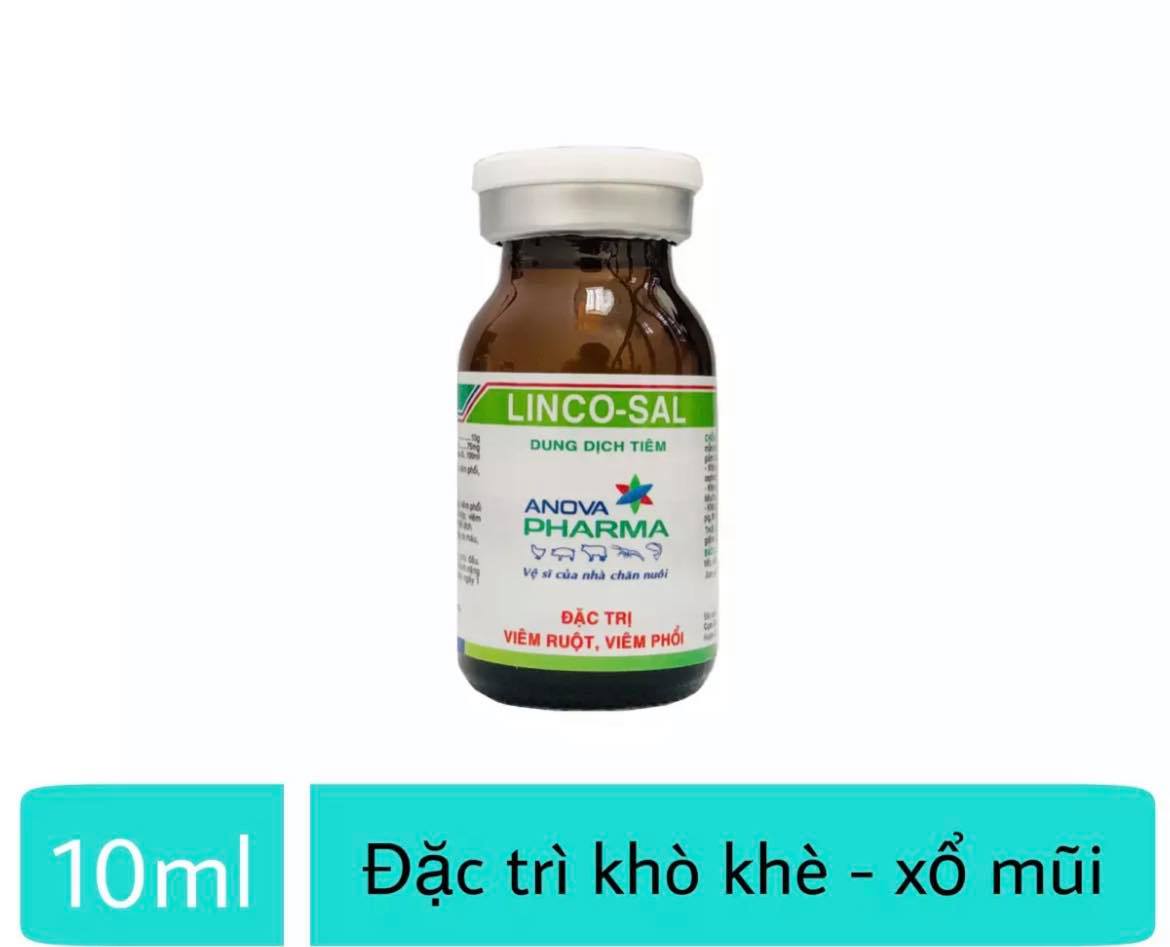 Linco-sal 10ml tri viêm phổi, CRD, viêm ruột trên vật nuôi.