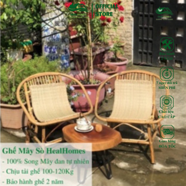 Ghế lười thư giãn mây tre con sò Cao Cấp, trang trí sân vườn ban công, decor phòng khách, bàn ghế uống trà / HealHomes