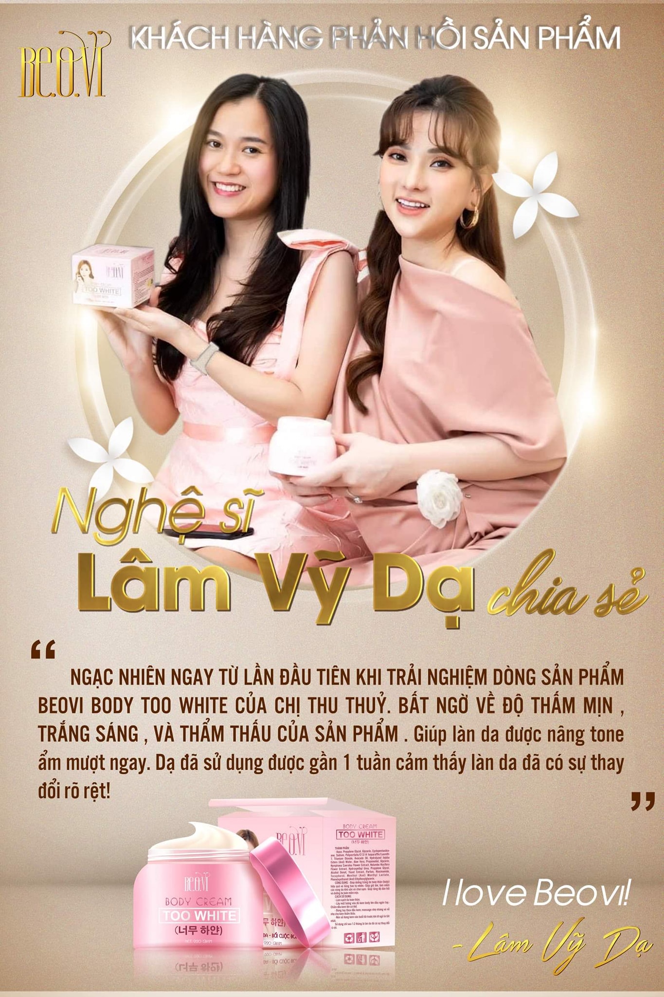 [HCM]BODY CREAM THU THỦY TOO WHITE BEOVI