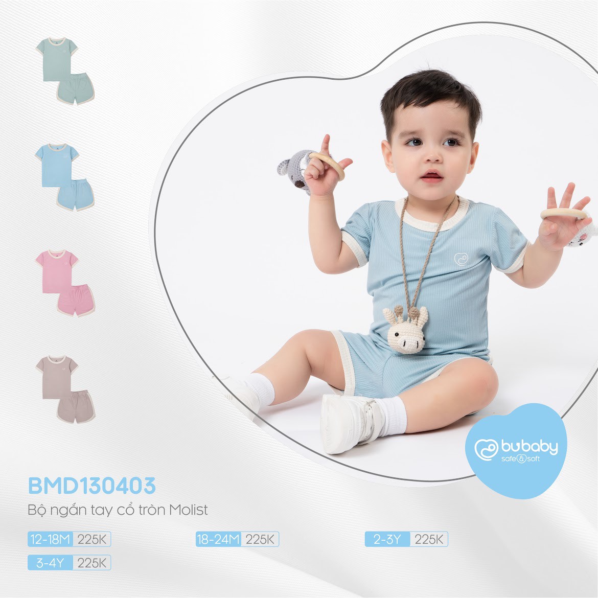 Bộ Cộc Tay BU Molist B45 • 12-18M 18-24M 2-3Y 3-4Y • Choding Home