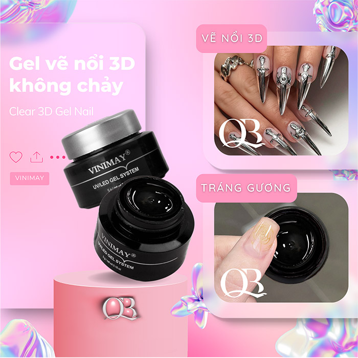 Gel vẽ nổi 3D không chảy, đứng form chà tráng gương, đính đá Vinimay 5g, Annies 20g