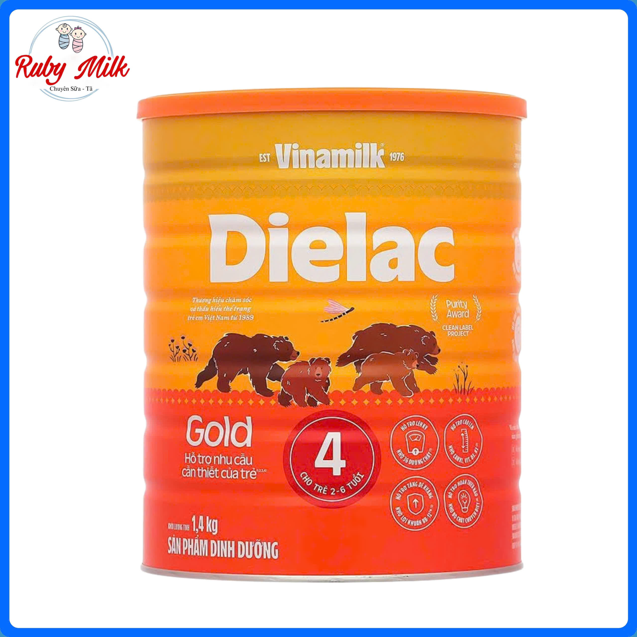 [Date 8.2026] Sữa bột Dielac Alpha Gold 4 Lon 1.4kg (cho trẻ từ 2- 6 tuổi)