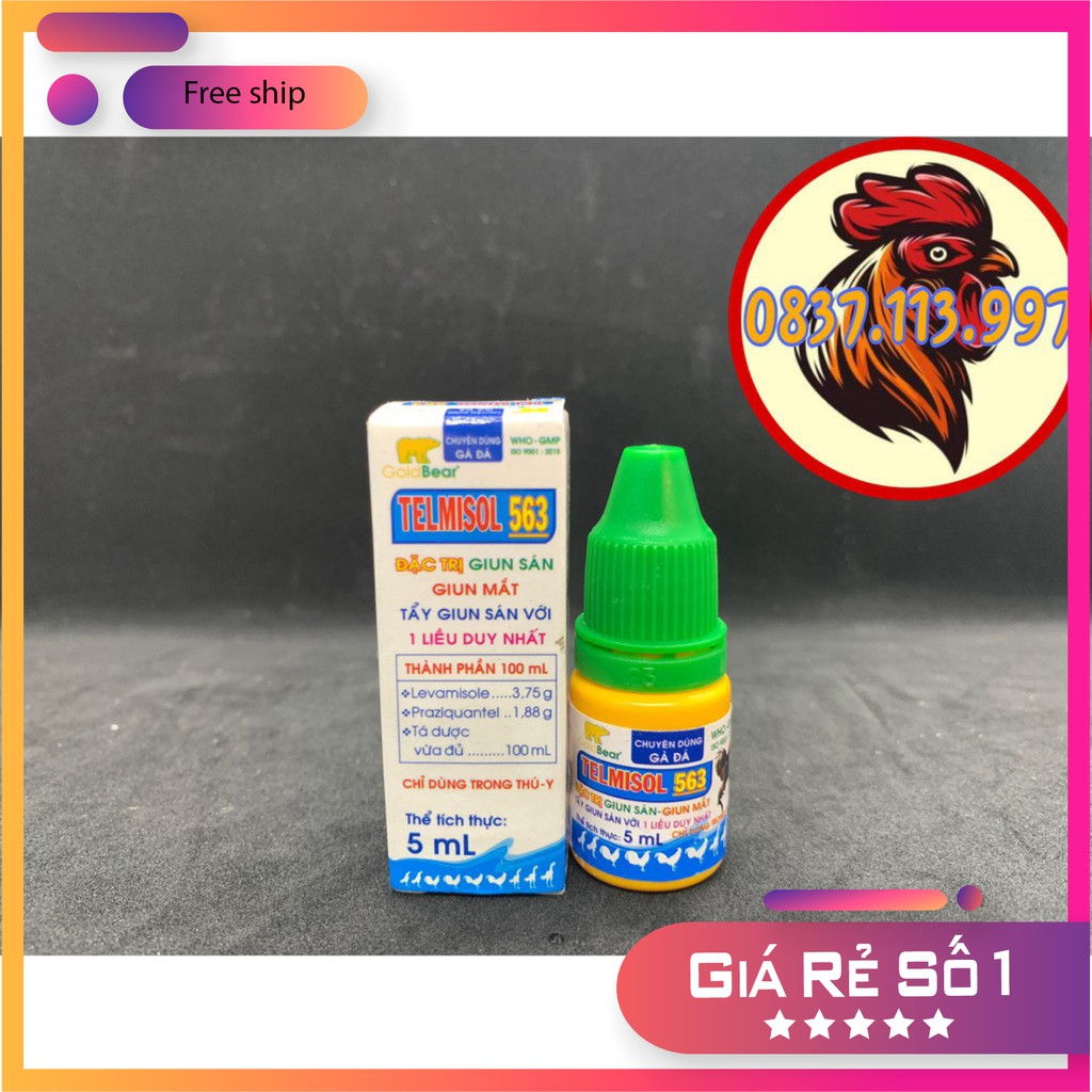 TELMISOL 563 TẨY GIUN MẮT CHO GÀ ĐÁ 1 LỌ 5ML