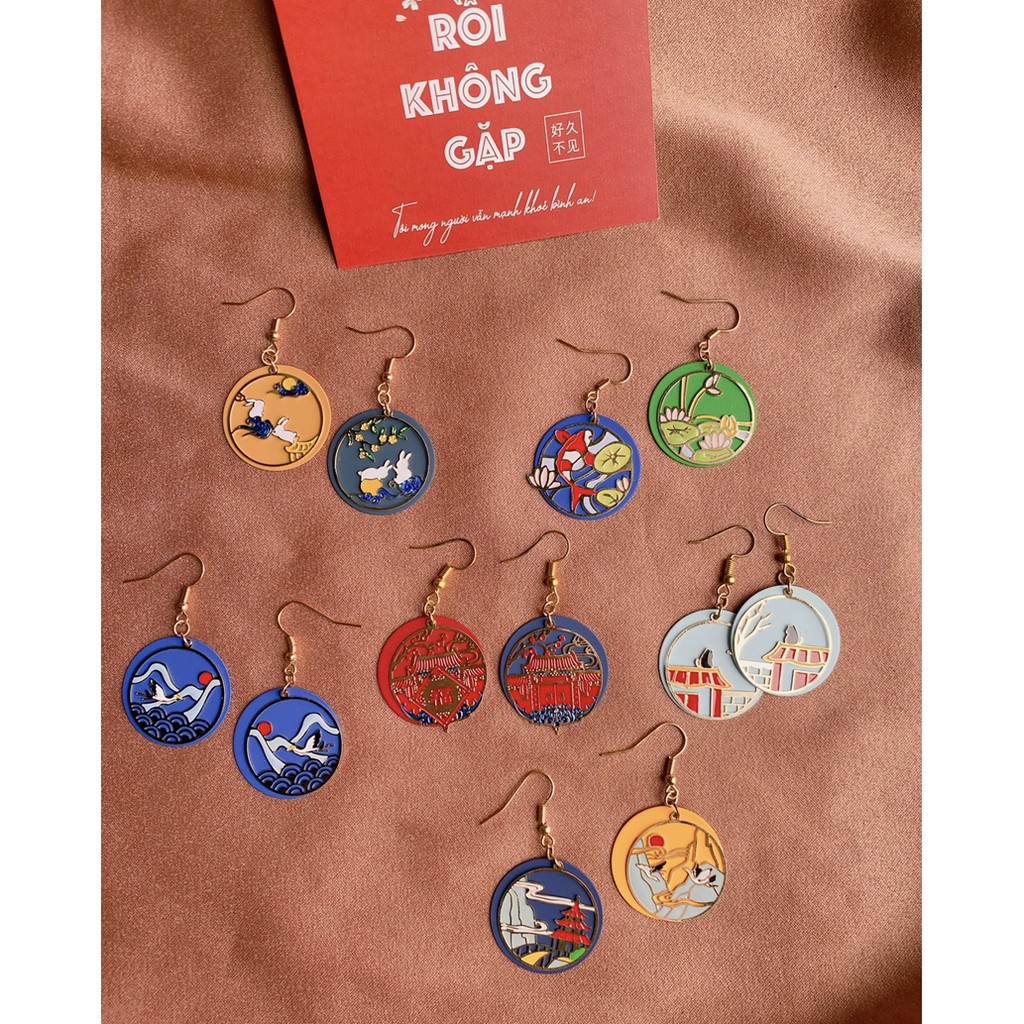 Cổ Phong - Hoa Tai Tròn 2 Lớp Phong Cách Trung Hoa Cổ