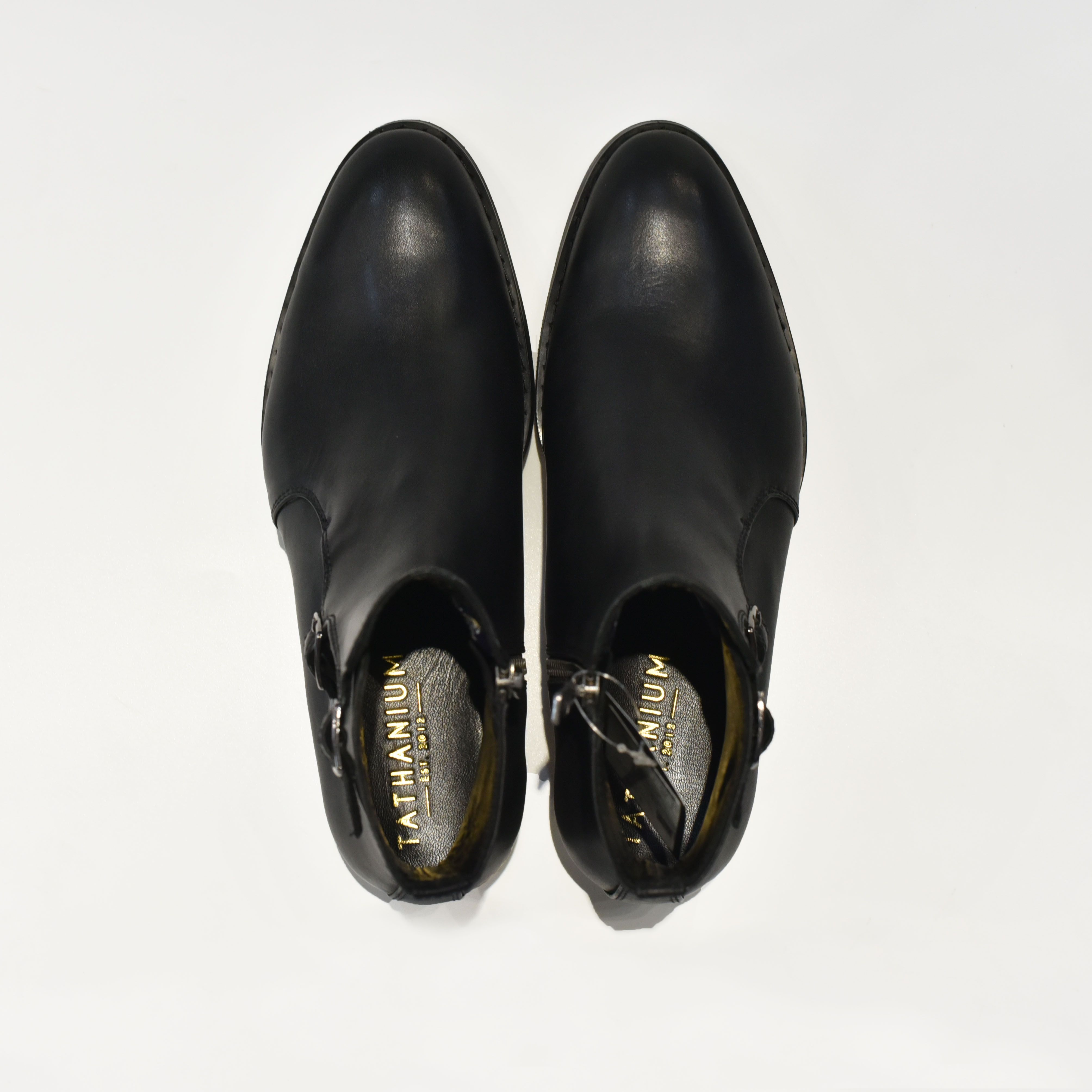 [TATHANIUM Footwear] Giày zip boot double monkstrap nam màu đen da bò mộc