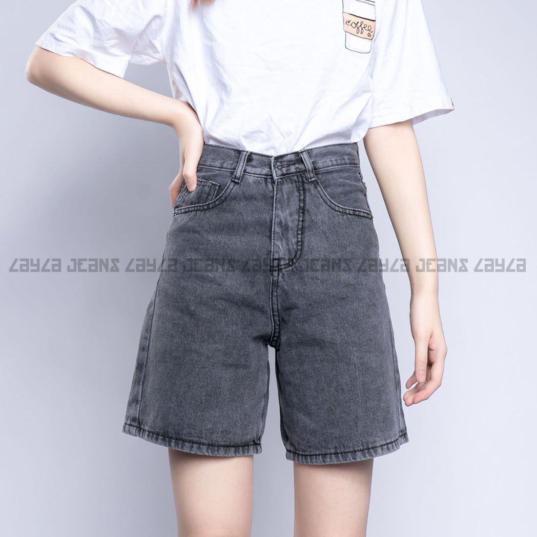 Quần jean nữ ngố phom ống rộng hack dáng layla ver.060, lửng denim basic lai cuốn cá tính hàn quốc