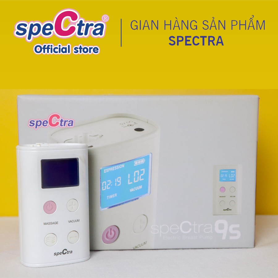 Máy hút sữa spectra 9plus điện đôi, pin sạc tích điện - máy kích sữa 9 plus 2 bình chính hãng - hàn quốc
