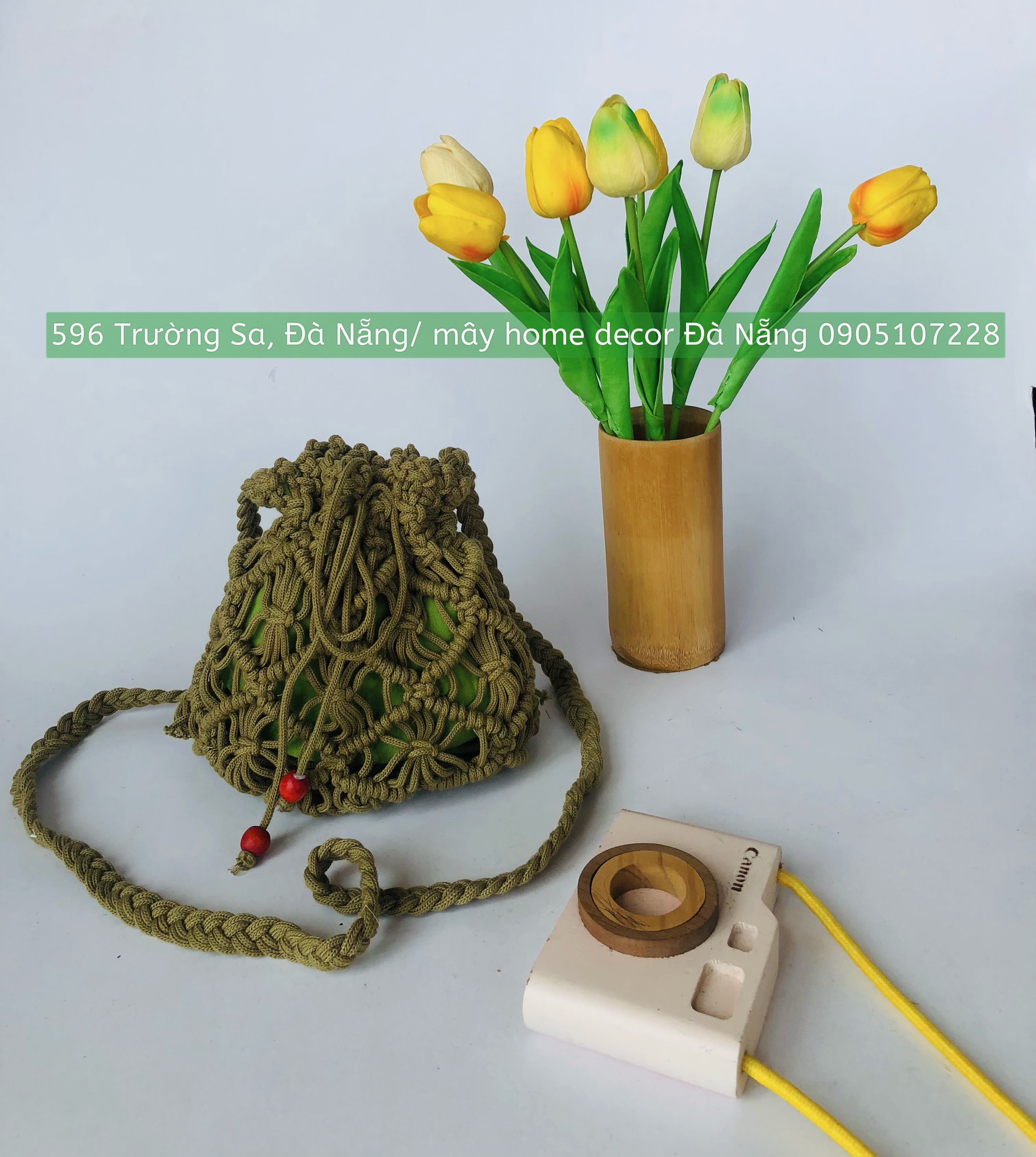 Túi đeo chéo Macrame thiết kế Hoa Hồng - Rose Macrame Cross bag