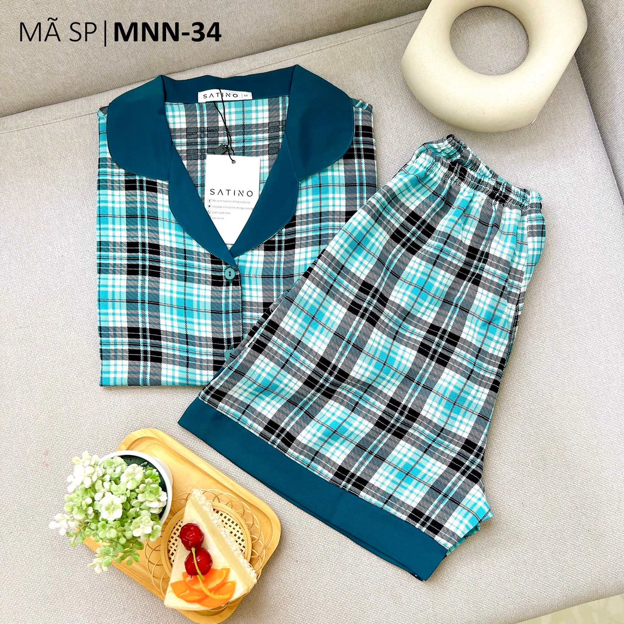 Đồ bộ mặc nhà, đồ ngủ, Pijama nữ Lụa TNQL Satino - Lida Blue Gray